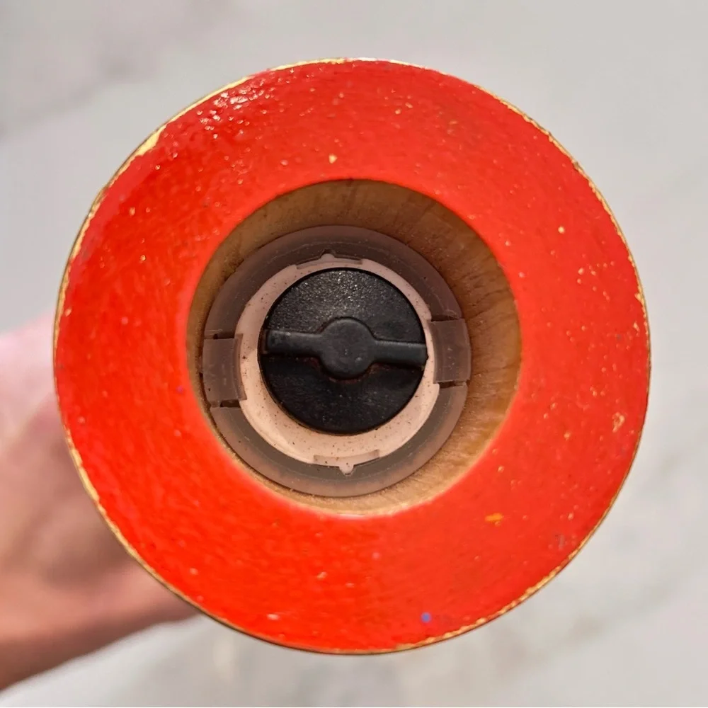 Large Upcycled Wood Salt/ Pepper Grinder/Mill Orange Gold Leaf Tall Hand Painted